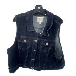 Torrid Womens Denim Vest Jean Button Cotton Cropped Pocket Stretch Blue Size 4 4